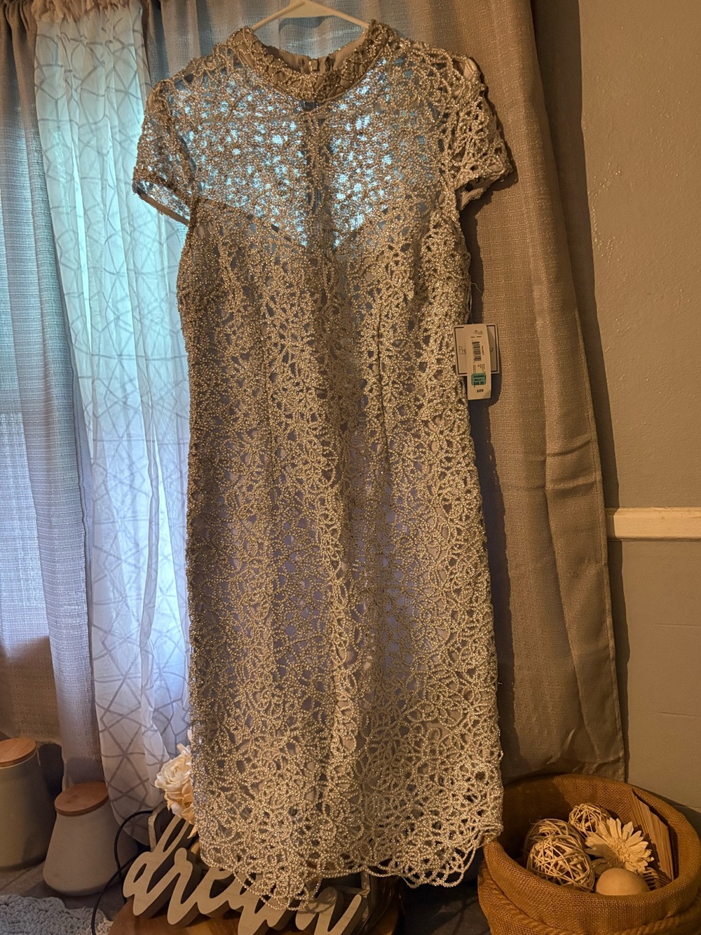 Premier Silver Lace Midi Dress